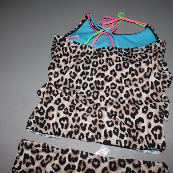 rown & Blue 2 Pcs  Justoce Tankini Swimsuit Size 10 - Picture 6 of 10